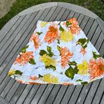Premise Women's Size 12 Floral Rose Print Linen Blend Skirt White Yellow Cottage Photo 2