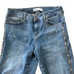 ZARA Rhinestone Colorful Metallic Stripe Jeans size 8 Photo 2