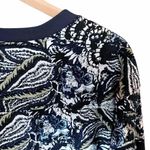 Joie  Sweatshirt Crop Jersey Top Paisley Blue Navy Trim Thumbholes Long Sleeve S Photo 4