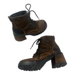 Skechers 7.5 Women's Brown Leather healed vintage y2k Ankle Boots chunky Photo 0
