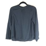 Everlane  The Double-Gauze Shirred Top Cotton High Neck Long Sleeve Black 6 Photo 2