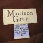 Madison Gray Vintage 100% Silk Shift Brown Midi Dress‎ Sz.8 Photo 7