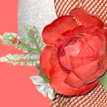 “Dainty Dapper”Orange textured tie necklace and rustic Rose adornment Red Photo 5