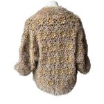 Talk Of The Walk Chunky Knit Crochet Inset Open Front Sweater Cardigan, Sz M Gold Size M Photo 1