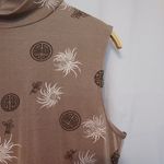 ACW Design Light Brown Tan Geometric Floral Sleeveless Mock Neck Shirt Tank Top Size M Photo 1