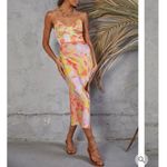 RUNAWAY THE LABEL  REVOLVE Tammy Maxi Dress Orange Pink‎ Medium V Neck Front Slit Photo 10