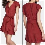 1. State {24W}  Mineral Red Faux Wrap Crepe Gauze Dress Photo 1