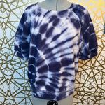 Z Supply Blue Tie-Dyed Short Sleeve French Terry Gianna Sweatshirt, S Photo 0