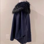 Adrienne Landau Navy Faux Fur Collar Cape Poncho Size undefined Photo 3