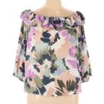 J.Crew Mercantile Floral Convertible Off The Shoulder Ruffle Top Purple Small Photo 4
