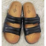 Soulmates Solemates Sz 9 Slide On Double Padded Straps Sandals in Black Tan Photo 1