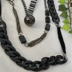 Oxidized Silver and Black Multi Media 2 Piece Necklace Set Photo 5