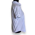 Liz Claiborne  Womens‎ Blouse Size M Light Blue Pinstripe Swiss Dot Short Sleeve Photo 3