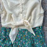 Reverse  Tie Front Button Down Sleeveless Floral Dress Cream Green Medium Photo 1