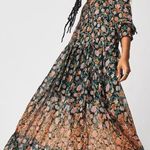 Free People NEW See It Through Dress Black Floral Combo Flowy Maxi MD Romantic Photo 0