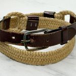 Vintage Womens Brown Leather Rope Stretch Belt Medium (M) ✨ Photo 0