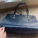 Calvin Klein  Navy Blue Women’s Oversized Reversible Tote Bag Began Leather Photo 1