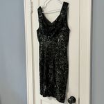 Stenay VTG 100% silk full sequin beaded black dress sweetheart neckline size 10 Photo 3