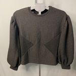 EXPRESS ‎ Gray Quilted Pullover Top XS Long Sleeve Round Neck Casual Photo 0