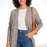 Caslon Open Front Longline Cardigan in Heather Grey Photo 0