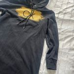 Calvin Klein Black Gold Hoodie Dress Midi CK Logo Women’s L Pullover Sweatshirt Photo 3