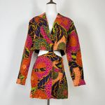 Farm Rio NWOT  Multicolor Floral Garden Cut-Out Long Blazer Size S Photo 5