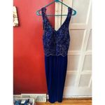 CELINE Céline New York Vintage Blue Velvet Embroidered Floral Bodice Formal Prom Dress Photo 1