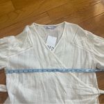 ZARA White Floral Embroidered Wrap Top Cotton Linen natural blend Sz Medium Photo 10