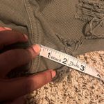 Garage  Olive Green Distressed Denim Shorts | Size 01 | Ripped‎ Raw Hem Photo 3