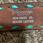 Nocona Belt Co. woman XL tooled 100% genuine leather 1 1/2 “ triple snap Brown Photo 3