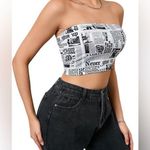 superdown Newspaper Print Strapless Crop Top Sz XS Photo 0