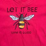 Life is Good  Womens XXL Pink Long Sleeve V Neck Let It Bee Tee Shirt Photo 1