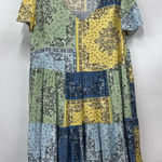 True Craft  Multicolor Patchwork Mini Dress tunic L v-neck flowy flutter sleeve Photo 0