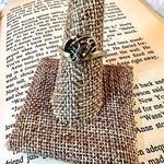 Black Rhinestone Askew Silver Tone Ring Sz 8 Photo 1