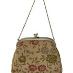 Vintage Tapestry Metal Hinge Purse Gold Floral Photo 1