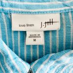 J. Jill Love Linen Sky Blue White Stripe Button Up Shirt Blouse Size M Size M Photo 3