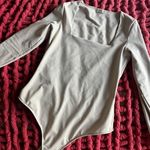 Free People Tan Square Neck Long Sleeve Bodysuit Photo 3