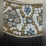 Sherri Hill  Black Open Back Formal Dress Size 2 Blue/White Sequin Trim Maxi Photo 6