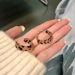Leopard Print Hoop Earrings Brown Photo 0
