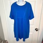 NouveauMonde Royal Blue Women's Cotton Casual Tshirt Dress Mini Tiered S Photo 3