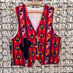 Vintage Handmade Aztec Southwestern Bold Cotton Western Vest Red Size L Photo 0