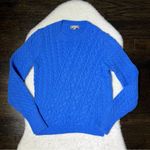 J.Crew  Blue Diagonal Cable Knit Cotton Sweater Photo 1