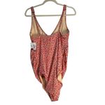Amazon Essentials Size XL One Piece Swimsuit Orange and Pink Floral on a Peach Photo 6