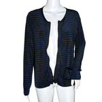 Chico's Shirt Womens Small 0 Green Purple Stripe Full Zip Casual Travel Vintage Photo 1