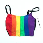 Sirena Bikini Top Tank Cropped Rainbow Striped Colorful Removable Cups XS Blue Photo 2