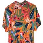 CeCe Orange Floral Short-Sleeve Babydoll Dress Sz L Photo 7