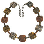 Vintage Set Statement Necklace Bracelet Metal Chain Link Southwest Western Boho Silver Photo 3