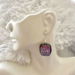 Silver aura Quartz druzy earrings Photo 4