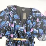 City Chic Wrap Vine Mini Flutter Sleeve Belted Dress: Black Waterlily Vine Photo 5