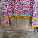 Glamorous  Super Cute Heathered Wool Blend Sweater With Teal and Yellow Trim. Photo 4